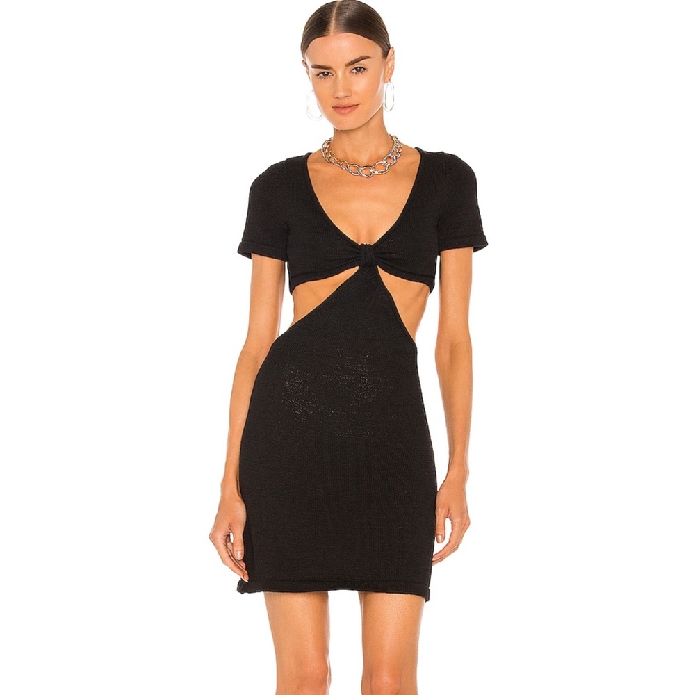 cult gaia Black Cutout Knit Mini Dress